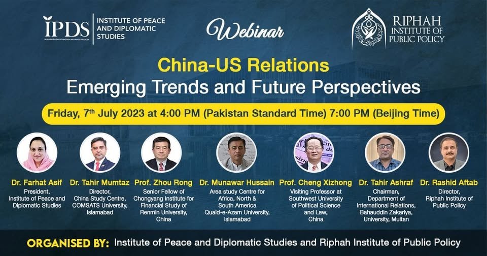 IPDS & Riphah Institute Host Webinar on China-US Relations
