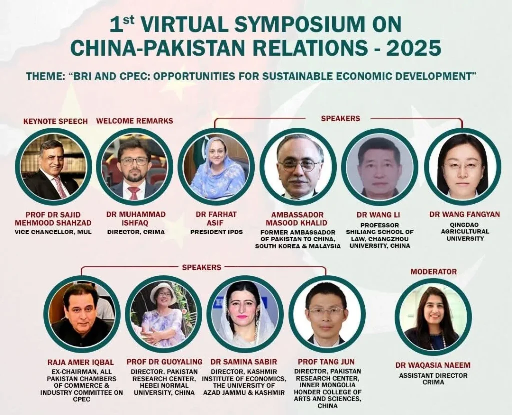 First Virtual Symposium on China-Pakistan Relations by IPDS, Minhaj University