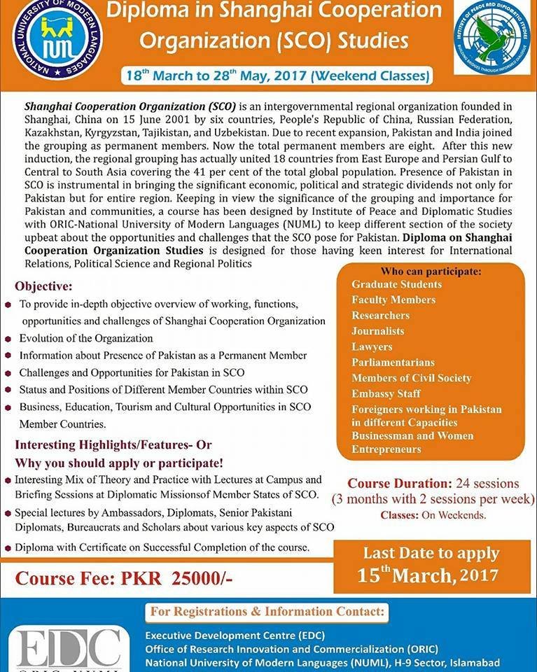 Diploma in Shanghai Cooperation Organization (SCO) Studies