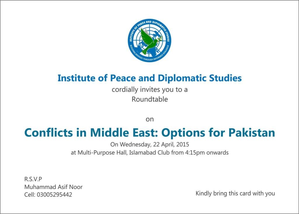 Roundtable on Conflicts in the Middle East Options for Pakistan