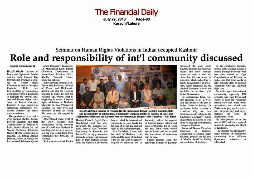Seminar on Human Rights Violations in Kashmir and the Role of the International Community