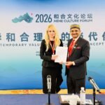 Asif Noor, Executive Director IPDS, and Dragana Trifković, Director of CGS, with the signed MoU at the 2026 Hehe Culture Forum in China