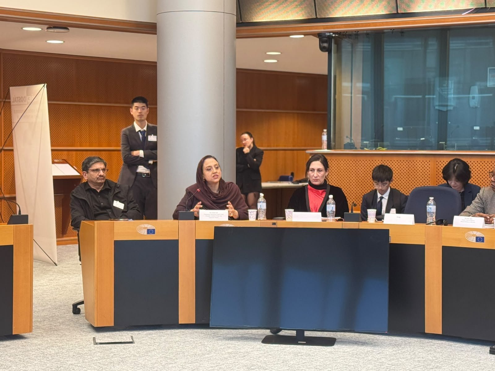 Dr. Farhat Asif speaking at the session at the European Parliament in Brussels